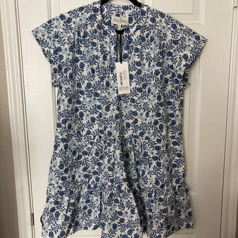 NWT Saloni Ashley-B Porcelin Clover Dress